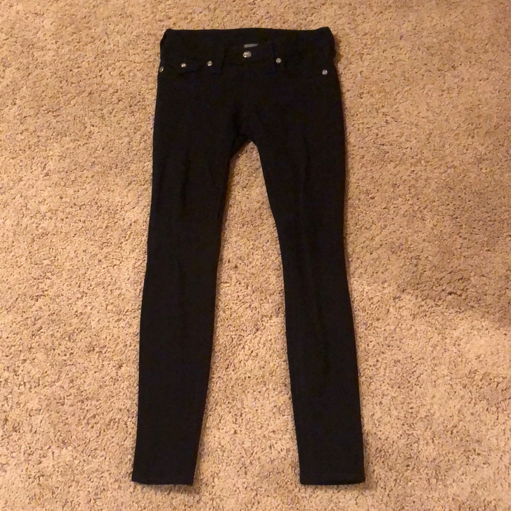 Black True Religion Rhinestoned Skinny Jeans